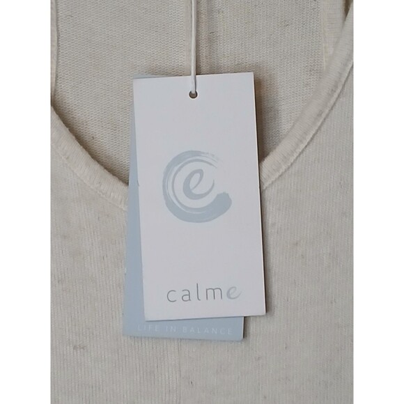 CALME by Johnny Was Sz L Tank Dress SOFT Tencel Linen Knit Cream Off White $148 - Picture 4 of 15
